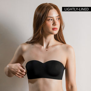 Full Scoop! Seamless Lightly-lined Anti-slip Strapless Wireless Bra in Black