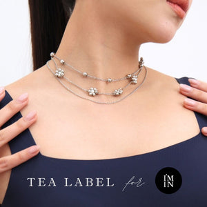 *Limited Edition* Tea Label for I'M IN - Silver Flower Necklace