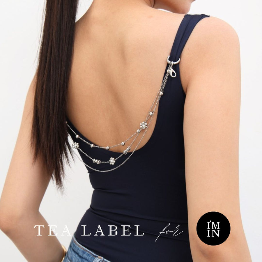 *Limited Edition* Tea Label for I'M IN - Silver Flower Necklace