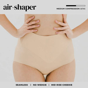 Air-Shaper! No-Wedgie Super Mid-Rise Seamless Cheekie (Medium Compression) in Butter Nude