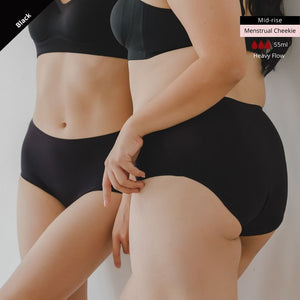 Hey Period! Overnight Seamless Mid-Rise Cheekie in Buttery Black