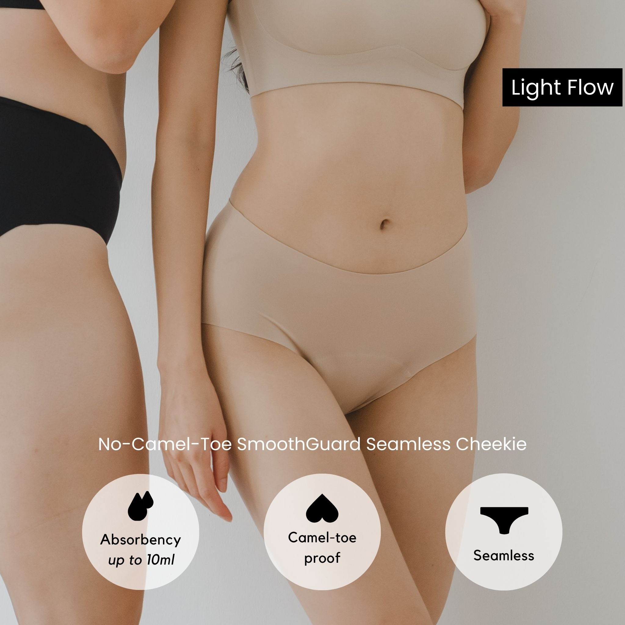 No-Camel-Toe SmoothGuard Seamless Mid-Rise Cheekie in Buttery Milk Tea