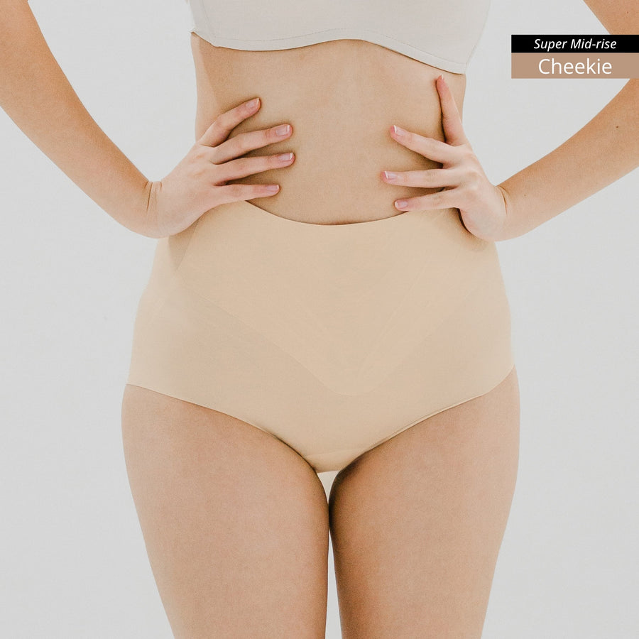 Air-Shaper! No-Wedgie Super Mid-Rise Seamless Cheekie (Medium Compression) in Butter Nude