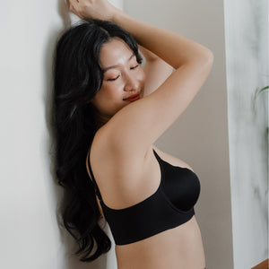 Bulge-Free! Contour Comfort Super Push Up Seamless Wireless Bra in Black