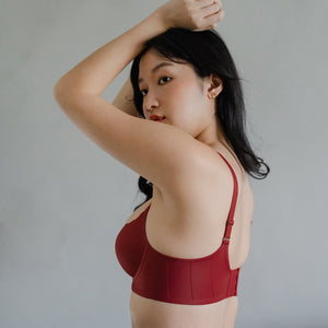 Bulge-Free! Contour Comfort Super Push Up Seamless Wireless Bra in Velvet Cherry