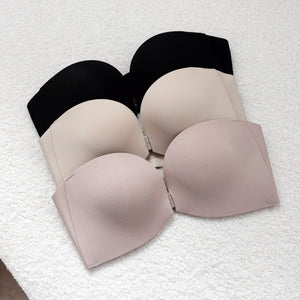 365 Front Clasps Anti-Slip Seamless Strapless Wireless Bra in Creamy Sakura