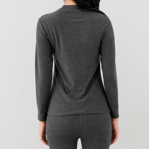 HeatHug! Thermal 2-in-1 LONG SLEEVE with In-Built Bra Top in Winter Stonegrey