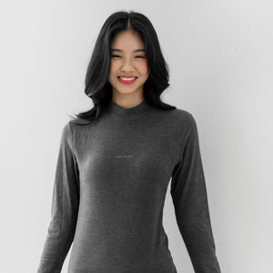 HeatHug! Thermal 2-in-1 LONG SLEEVE with In-Built Bra Top in Winter Stonegrey