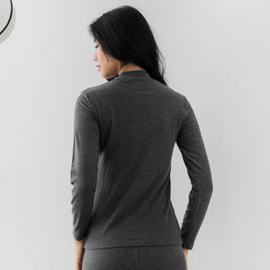 HeatHug! Thermal 2-in-1 LONG SLEEVE with In-Built Bra Top in Winter Stonegrey