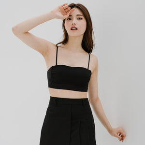 Minimalist Chic! Ruched Lightly-Lined Seamless Midi Strapless Wireless Bra in Black